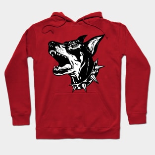 Angry Doberman Dog Black&White Hoodie